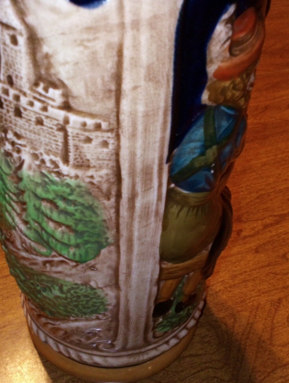 Vintage KW Star 9.5" German-Style Ceramic Beer Mug Tavern Relief Scene/Castle - Picture 12 of 15